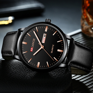 Reloj de cuarzo con esfera grande para hombre, correa de cuero, reloj de pulsera informal, de negocios, resistente al agua - Product Image 6