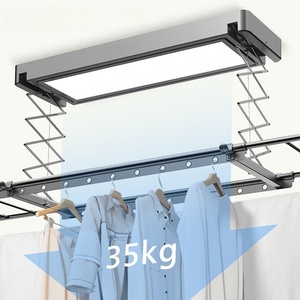 Smart Electric Clothes Drying Rack With LED <b>Light</b> Foldable Metal Design For Home Balcony Use - Product Image 4