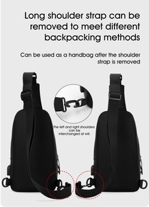 Bolso de pecho para hombre al por mayor con USB, bandolera informal de moda portátil, con acabado de cuero, para deportes al aire libre - Product Image 6