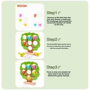 Puzzle d'apprentissage précoce pour enfants <span class=keywords><strong>jeu</strong></span> de règlement d'oiseaux arc-en-ciel blocs en bois famille interactif éducatif amusant <span class=keywords><strong>jeu</strong></span> de blocs - Product Image 4