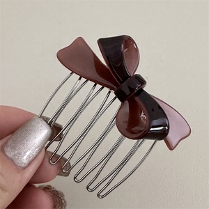 Accesorios para el Cabello de Estilo Coreano, Acetato, Diseño Geométrico Clásico, Color Chocolate con Leche, Pasadores Laterales para el Cabello - Product Image 2