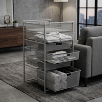Panier de rangement en treillis métallique OEM Ningbo Junmao, organisateur modulaire et ajustable multi-usages pour placard, buanderie, salon et bureau