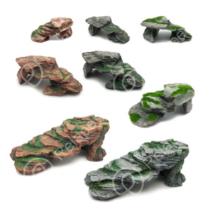 Rifugio in resina a forma di roccia <span class=keywords><strong>per</strong></span> rettili, decorazione <span class=keywords><strong>per</strong></span> <span class=keywords><strong>acquario</strong></span>, piattaforma <span class=keywords><strong>per</strong></span> il basking di pesci, lucertole, tartarughe, rifugio <span class=keywords><strong>per</strong></span> ragni e gechi - Product Image 1