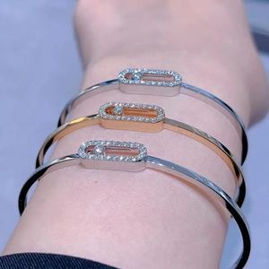 Classic Luxury Certified Women's Round <b>Cuff</b> <b>Bracelet</b> S925 Sterling <b>Silver</b> Zircon Retro Gold Plated Hot Sale Daily Party Jewelry - Product Image 2