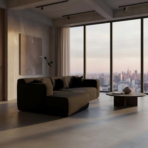 Modern S-Shape Modular Sectional <b>Sofa</b>, A022 Wide-Wale Corduroy <b>Convertible</b> <b>Sofa</b> <b>Bed</b> for Living Room & Apartment - Product Image 1