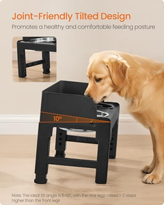 Comederos Dobles para Perros, 5 Alturas Ajustables, Comedero Elevado para Mascotas, Comederos para Comida y Agua para Gatos con Soporte de Acero Inoxidable para Perros - Product Image 3
