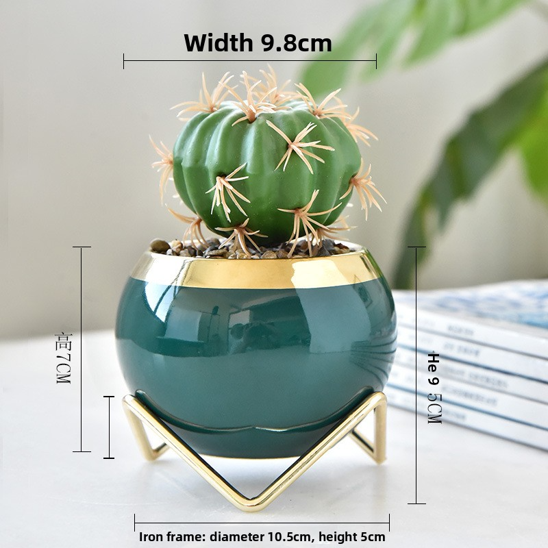 Green flower pot iron frame (without plants)