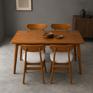 Juego de Mesa de Comedor de Madera de Teca de Mediados de Siglo con Sillas Laterales Tapizadas, Muebles Premium para Comedor, Cafetería y Hostelería - Product Image 6