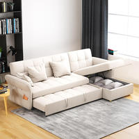 Canapé-lit sectionnel convertible moderne blanc de forme carrée pour salon avec rembourrage en éponge et rangement intégré