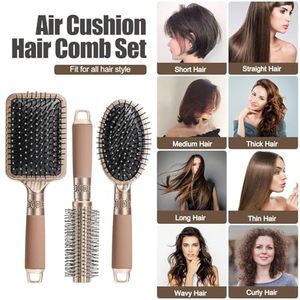 Juego de cepillos para el cabello de lujo chapados en oro ABS con logotipo privado personalizado al por mayor, juego de cepillos y peines mate antienredos populares en Europa - Product Image 5