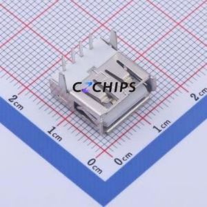 903-232A1017D10100 USB Connector Bent Lead Through Hole Connector Type-A USB 2.0 Female Right Angle Insert - Product Image 1