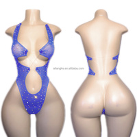 Vente en gros Robe en résille noire Sous-vêtements en maille Rhinestone Rave Outfit Vêtements de festival pour femmes