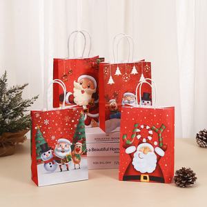 Caja impresión compras Santa Claus <span class=keywords><strong>padre</strong></span> regalo de Navidad papel bolsa de transporte embalaje con asa - Product Image 1