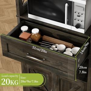 Aparador Alto de Estilo Rústico, Mueble de Cocina Gris, Aparador con Puertas, Estantes y Cajón para Comedor y Cocina - Product Image 4