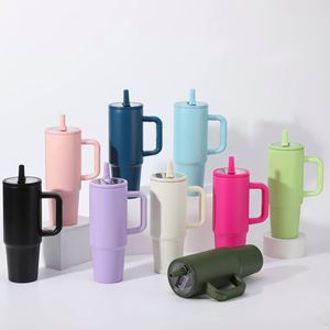 Nuevo Vaso de Regalo Minimalista con Aislamiento al Vacío, Vaso de Acero Inoxidable con Asa, Antiderrames, Plegable, con Pajita, Portátil para Uso en el Automóvil - Product Image 2