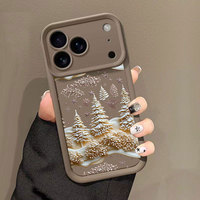 Coque de téléphone portable pour iPhone 16 15 17 18 Pro Max, motif arbre de Noël d'hiver, en TPU, couleur bonbon, antichoc, coque arrière