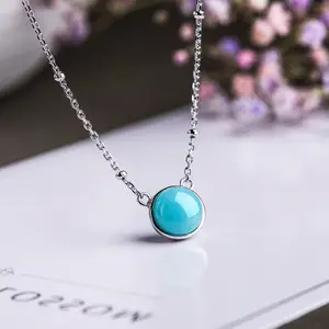 Daochong пользовательский минималистский 925 стерлингового серебра бирюза ювелирные изделия кулон ожерелье