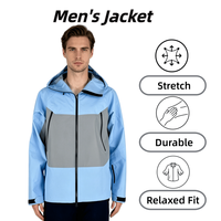 Veste zippée à capuche classique bleu-gris color block pour homme, coupe droite, idéale pour le quotidien, les activités urbaines et les sorties en extérieur