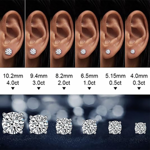 IGI sertifikası CVD HPHT 0.3ct 0.5ct 1ct D VVS2 Lab oluşturulan elmas 18K altın küpe Lab yetiştirilen elmas top küpeler - Product Image 3
