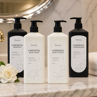 Ensemble Nettoyant Corps et Cheveux Enroya Gardenia 388ml Shampoing et Gel Douche à l'Extrait de Gardenia, Mousse Riche, Fournitures de Salle de Bain de Luxe pour l'Hôtellerie et la Maison