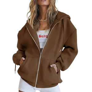 Sudadera con Capucha y Cremallera Informal de Moda para Mujer, Chaqueta Estilo <span class=keywords><strong>Novio</strong></span> Básica de Otoño Invierno con Logotipo Frontal, Diseño Personalizado ODM - Product Image 1