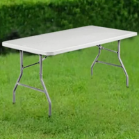 Table pliante extérieure portable Table de jardin pliable Tables et chaises en plastique blanc de 6 pieds pour les événements Party Mesa Plegables
