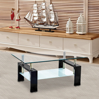 Table centrale de café et thé en verre trempé moderne avec lumière LED populaire pour le salon et la salle à manger petits meubles d'extérieur