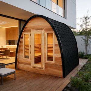 <span class=keywords><strong>Sauna</strong></span> de Vapor de Cedro Rojo Duradera para 4-6 Personas, en Forma de Media <span class=keywords><strong>Luna</strong></span>, 2100x1800x2000mm, para Exteriores, Jardín y Patio Trasero - Product Image 1