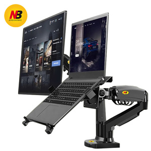 <span class=keywords><strong>Soporte</strong></span> para Laptop NB F160 Negro para Dos Monitores, 2 en 1, <span class=keywords><strong>Soporte</strong></span> de Escritorio para Dos Pantallas, Giratorio, Telescópico, Ajustable en Altura - Product Image 1