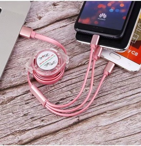 Câble USB de synchronisation rétractable à triple connecteur, structure durable, économique, pour la revente en friperie - Product Image 2