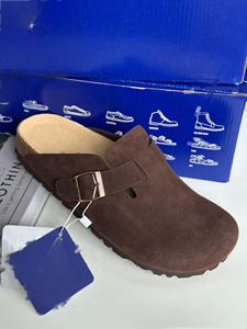 Sandalias Planas de Exterior Personalizadas de Alemania, Mules de Cuero Genuino y Ante para Mujer, Zuecos con Plantilla de Corcho, Pantuflas Sólidas para el Hogar, las Más Vendidas - Product Image 2