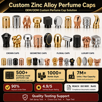 Capuchon de parfum en alliage de zinc doré de luxe avec logo personnalisé pour emballage de parfum haut de gamme, fournisseur OEM