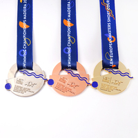 Médaille de sport en métal plaqué or 3D personnalisé de haute qualité avec ruban