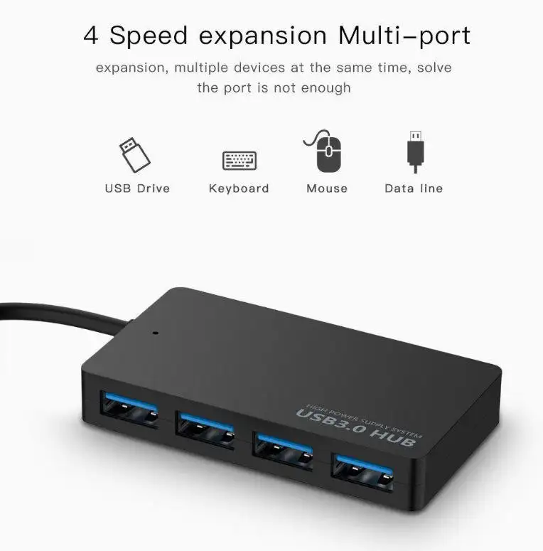 Hub portátil 4 em 1 de alta velocidade USB 3.0 Por Expander Hub 4 USB Multiport Adaptador Splitter USB Smart Hub para laptop Acessórios