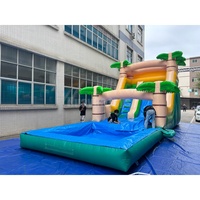 Vente en gros usine : Toboggan gonflable combiné 10x4x5m en forme de palmier, parc aquatique en PVC pour divertissement commercial extérieur, capacité 500kg