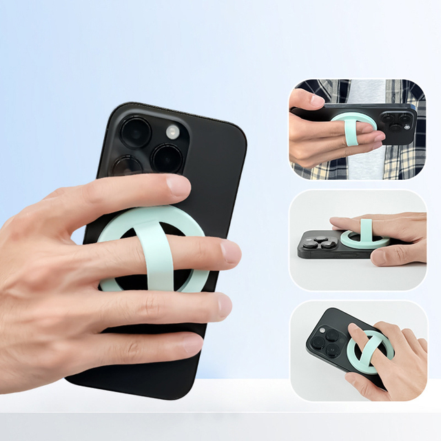 Custom Silicone Magnetic Phone Ring Holder Finger Strap Grip Anti-Slip Mobile Phone Kickstand for iPhone 18 17 16