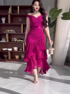 Vestido de Verano 2026, Nuevo Estilo Europeo para Mujer, Estilo Dulce, Color Sólido, Sin Mangas - Product Image 5
