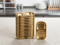 Plateau rectangulaire à compartiments en acier inoxydable poli de qualité alimentaire, design coréen, durable, compatible lave-vaisselle, idéal pour les fêtes