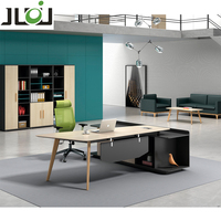 Bureau de direction moderne JUOU en noyer + panneau en bois blanc nacré, certifié ISO, garantie de 3 ans, utilisation domestique et commerciale