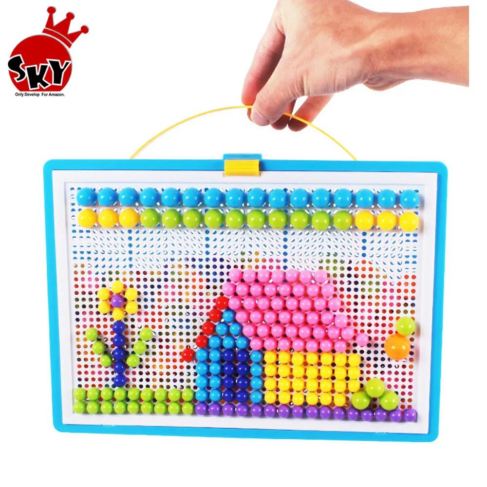 296 Pcs Mosaik Peg Board Puzzle Pilz Nägel Peg Puzzles Pädagogisches DIY Mosaik Spielzeug für Kinder