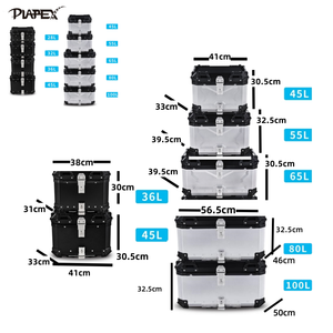 Baú Superior de Alumínio Preto 65L para Motocicleta - Maleta de Bagagem em Liga Metálica para Motos - Product Image 2