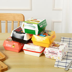 Boîte <span class=keywords><strong>d</strong></span>'emballage pour hamburger en carton biodégradable, imperméable et écologique YBLPAK, conteneur alimentaire à emporter pour les collations et les gâteaux - Product Image 5