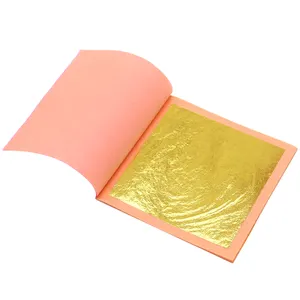 Folhas de ouro genuínas 24K, folha de papel de ouro real para artesanato, móveis e decoração de alimentos, 25 unidades por cm x 8 x 25 cm