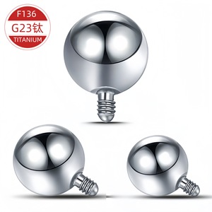 G23 Titanium External Dental Ball <b>3mm</b> M0.9 Thread Round Shape For <b>Earring</b> Making - Product Image 1