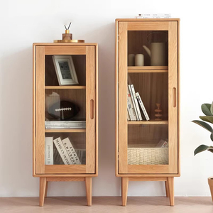 Mobile Laterale Moderno in Legno di Quercia Massello Stile Nordico Salvaspazio con Scomparti per Libri e Documenti per Piccoli Appartamenti e Arredamento Soggiorno - Product Image 5