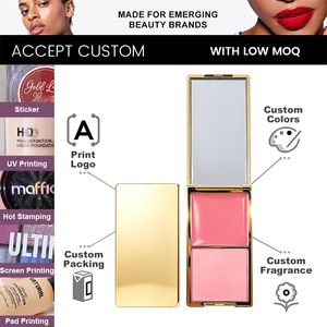Palette de fards à joues ODM en poudre pressée rose-orange, baumes de luxe, duo maquillage crème-poudre, <span class=keywords><strong>blush</strong></span> doré waterproof - Product Image 5