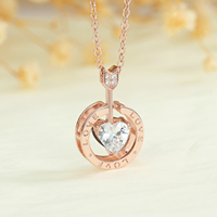 YBO élégant 925 argent or Rose Double face en forme de coeur pendentif collier chaîne réglable grenat naturel fête de fiançailles