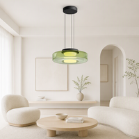 Suspension en verre d'art scandinave - Abat-jour en verre ambre/gris/vert fait à la main avec suspension réglable pour restaurants et cafés