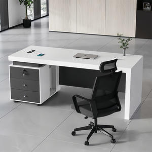 Escritorio de oficina en casa ejecutivo moderno, muebles baratos de roble con cajones de madera para dormitorio - Product Image 2