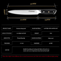 Couteau à trancher Grandsharp 8 ''en acier inoxydable à haute teneur en carbone couteau de chef de cuisine couteau de coupe avec manche en bois Pakka noir